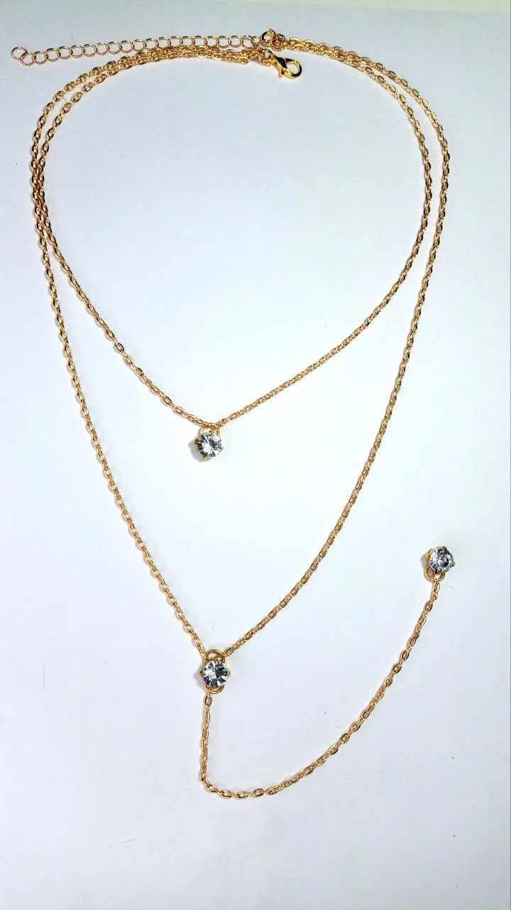 5084645257718639690 Collar Plateado/Dorado Triple Gema