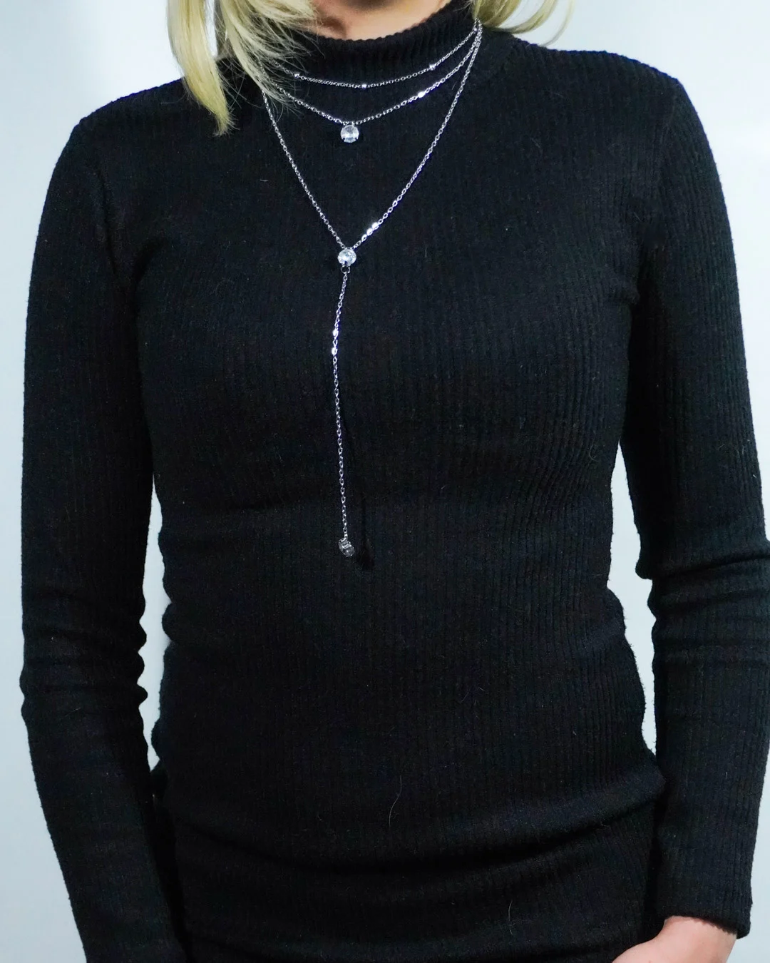 DSC01713 Collar Plateado/Dorado Triple Gema