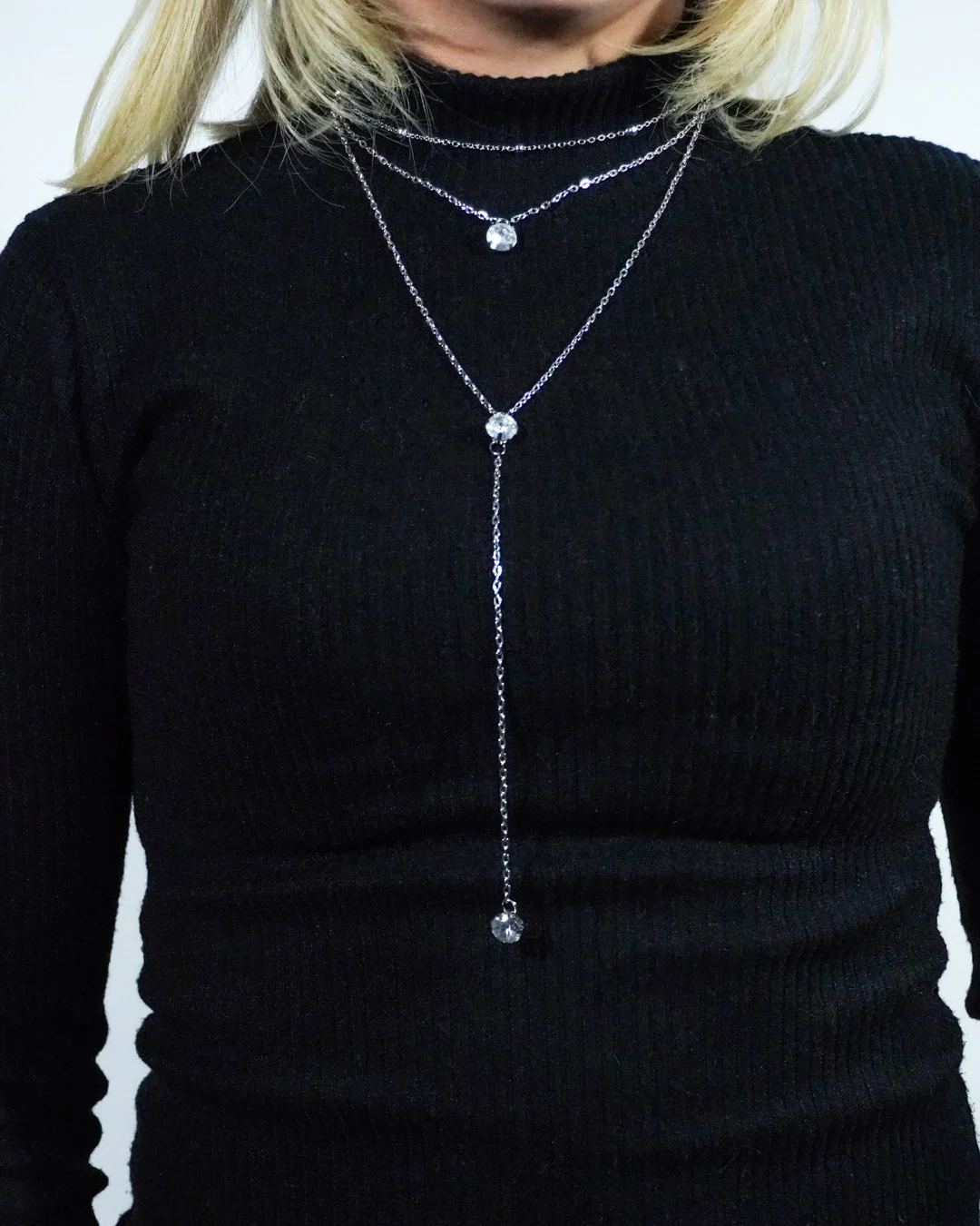 DSC01714 Collar Plateado/Dorado Triple Gema