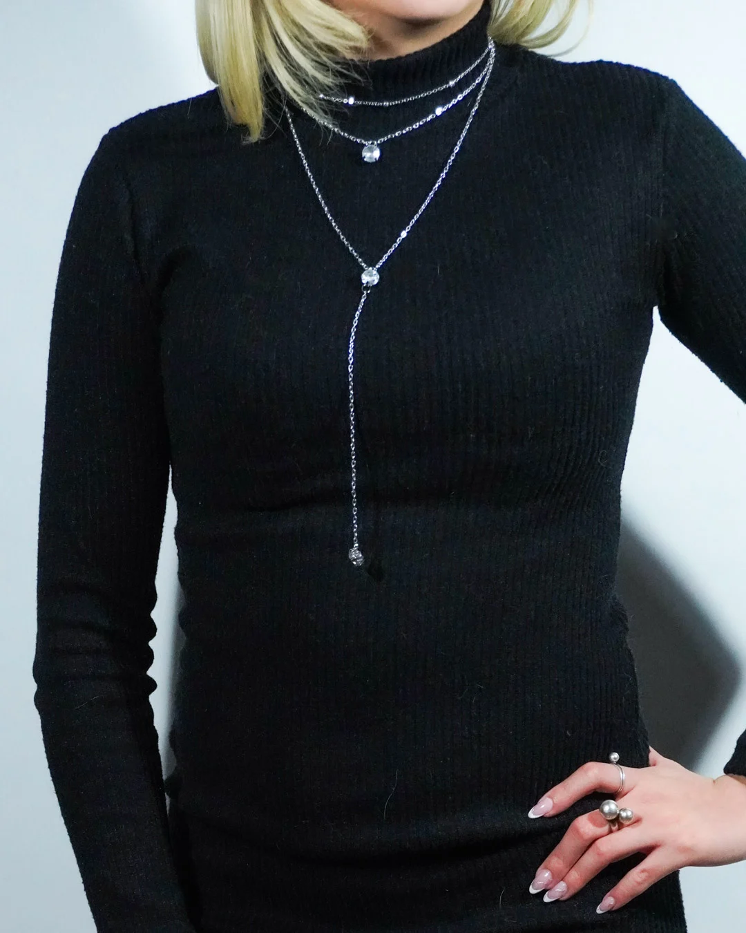 Collar Plateado/Dorado Triple Gema