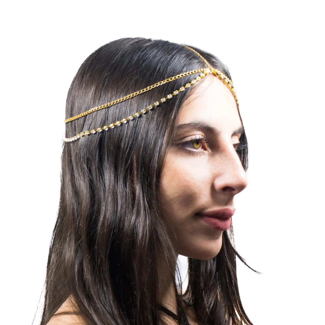 Head chain Dorada single Strass