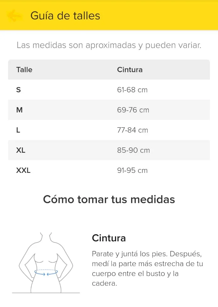 Guia de Talles Cintura Guia de talles cintura